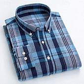 economico Camicie Button Down da uomo-Per uomo Camicia Camicie Camicia con bottoni Banda Matrimonio Feste Blu chiaro Blu reale Blu Marrone Manica lunga Bavero Primavera Autunno Abbigliamento