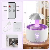 abordables Lumières intelligentes-Humidificateur de pluie Umbrella LED intelligent de 300 ml avec lumière LED 7 couleurs diffuseur d&#039;arôme télécommandé et avec minuterie pour la chambre cadeau amusant pour les enfants les adolescents