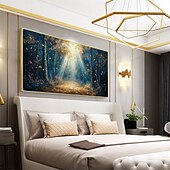 Недорогие Пейзажи-Оригинальная картина зеленого леса ручной работы, картина маслом на холсте, абстрактный пейзаж с деревьями, настенное искусство для домашнего декора с натянутой рамой/без внутренней рамы