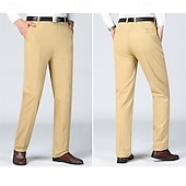 preiswerte Schlank-Herren Anzughosen Hose Hosen Chinesisch Chino Knopf Tasche Glatt Komfort Formal Party Arbeit Modisch Klassicher Stil Cachi scuro Hellkaki Mikro-elastisch