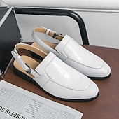 economico Sandali eleganti-scarpe eleganti da uomo nere con cinturino posteriore in pelle stampata coccodrillo, vestibilità comoda e suola resistente - perfette per eventi formali e occasioni di lavoro