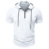 levne základní trička-Pánské Tričko Mikiny na zip Tričko Top Krátký rukáv Zip Léto Jaro Pevná barva Tradiční a retro Kapuce Formální Domů Sporty a outdoor Černá Bílá Šedá Top tričko pro muže