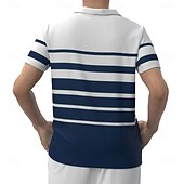 billiga Herrsportpolo-Herr Randig Rugby Polo Kortärmad Polotröjor Skjortor med krage Ledigt Skola Utomhus Sport Dagliga kläder 3D-utskrift Sommar Blå