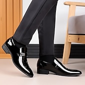 preiswerte Halbformell-Herrenschuhe aus Lackleder – klassische Slipper mit Metallschnalle für Business, formelle Anlässe und Hochzeitskleidung