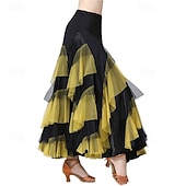 economico Abbigliamento da Pratica-gonna lunga elegante da ballo latino da donna con orlo a strati