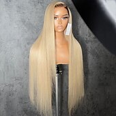 abordables Perruques à dentelle frontale-Perruque Cheveux vierges non transformés Fermeture 5x5 13x4 devant en dentelle Cheveux Brésiliens Droit Blond Partie libre Femme Densité 130% 150% avec des cheveux de bébé Cheveux Colorés 100% vierge