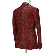 voordelige Dinerfeest-Heren Feestpakken Tuxedo&#039;s Zwart Rood Mode Luxe Effen Kleur Standaard Pasvorm 3-Delig Enkele Knoof