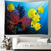 economico Arazzo della Spiaggia Oceanica-Tappeto appeso in stile paesaggistico con pesci dell'oceano Arte da parete Grande Tappeto Murale Decorazione Sfondo Fotografico Coperta Tenda per decorazione della camera da letto soggiorno
