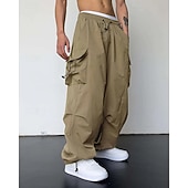 baratos Calças Cargo-Homens Calças Cargo Calças Com Cordão Cintura elástica Bolso multi Tecido Vestível Diário Ao ar livre Acampar e Caminhar Moda Clássico Azul Verde Claro