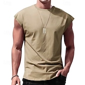 preiswerte Fitness Tank-Tops-Herren Tank Top Weste Unterhemd Ärmelloses Shirt Ärmellos Rundhalsausschnitt Frühling &amp; Sommer Einfach Mode Designer Urlaub Straße Ausgehen Schwarz Weiß Rote Top T-Shirt für Herren