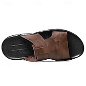 abordables Sandales habillées-sandales décontractées à enfiler en cuir jaune pour hommes avec détails cloutés, chaussures d&#039;extérieur confortables pour l&#039;été