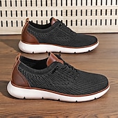 preiswerte Sneaker für Herren-Atmungsaktive Strick-Sneaker für Herren mit Kunstlederakzenten – stylische, leichte Sportschuhe für die Freizeit und den Komfort im Alltag