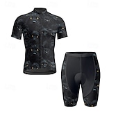 cheap Men&#039;s Clothing Sets-Men&#039;s Cycling Jersey with Shorts Dog Short Sleeve Bike Clothing Suit with 3 Rear Pockets Mountain Bike MTB Road Bike Cycling Front Zipper Sweat wicking Comfortable Breathable Sports Black Yellow Dark