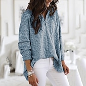 abordables Chemises-Femmes Chemises inspirées du lin Boutonner Chemise en coton Quotidien manche longue Asymétrique Hauts Réguliers Quotidien Rose Claire Bleu Violet Kaki Gris Clair Printemps