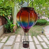 economico Luci paesaggistiche-1 lampada a palloncino solare da esterno in ferro con fiamma multicolore sfumata per cortile, giardino, sentiero, prato, matrimonio, festival e atmosfera di festa