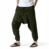 abordables Retro-Hombre Persona que practica jogging Pantalones de algodón Pantalones Pantalones de playa Pantalones Harem Bolsillo Correa Cintura elástica Plano Comodidad Transpirable Vacaciones Diario Festivos