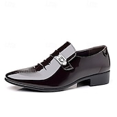 preiswerte Halbformell-Herrenschuhe aus Lackleder – klassische Slipper mit Metallschnalle für Business, formelle Anlässe und Hochzeitskleidung