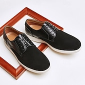 economico Casuale-scarpe casual da uomo con lacci marroni con tomaia in pelle scamosciata e vernice, calzature comode per l&#039;uso quotidiano