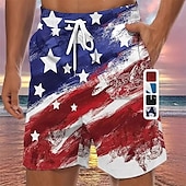 billige bokser badebukser for menn-Herre Badeshorts Surfeshorts 4-veis strekkstoff Surfeshorts Bunner Snorer Med lommer Svømming Surfing Strand Vannsport Trykket Nasjonalflagg Sommer Vår