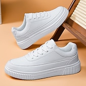 economico Casuale-sneakers da uomo in similpelle nera con suola ammortizzata, comodo design con lacci per un uso casual e quotidiano