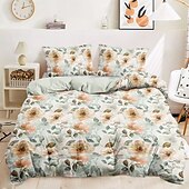 ieftine 100% bumbac-Husă de duvet pentru pat de dimensiune normală set de așternuturi cu flori husă de pătură moale ușoară cu 2 fețe de pernă pentru vară primăvară