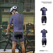 halpa Miesten vaatesarjat-Miesten Pyöräily jersey ja shortsit Lyhythihainen Maastopyöräily Maantiepyöräily Laivaston sininen Pyörä Spandex Urheilu Kirjain ja numero Vaatetus