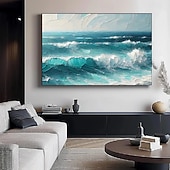 economico Quadri paesaggistici-dipinto a mano paesaggio marino blu oceano dipinto a olio costiero arte murale dipinta a mano paesaggio marino spiaggia astratto dipinto su tela per soggiorno enorme paesaggio marino extra large