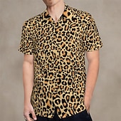 economico Cime-Retrò Vintage Anni &#039;70 Camicia Camicia Aloha Hippie Disco Leopardo Per uomo Vacanza Feste Parata dell&#039;Orgoglio Adulti Camicia