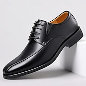 economico Formale-scarpe eleganti da uomo in similpelle marrone con design allacciato, eleganti calzature formali per ufficio, matrimoni ed eventi speciali