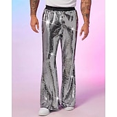 economico pantaloni casual-Per uomo Pantaloni da discoteca Pantaloni Pantaloni casual Paillettes Tasca Elastico in vita Semplice Comodità Feste Palcoscenico Luci da discoteca Vintage Glitter Argento Rosso Micro-elastico