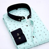 preiswerte Button-Down-Hemden für Herren-Herren Hemd Oberhemd Knopfhemd Anker Hochzeit Party Weiß Hellgrün Rosa Marineblau Langarm Kargen Frühling Herbst Bekleidung Tasche