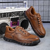 abordables Zapatos Informales con Cordones-Zapatos de senderismo para exteriores para hombre con parte superior de piel sintética duradera y suela resistente: zapatillas cómodas con cordones para uso diario y aventuras