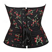 olcso Felsők-Retró Középkori Reneszánsz Fűző Prsluk Bustier 12 Csontok Virágos Hímzés Jelmez Női Fantasy királyi Mindszentek napja Farsang Parti Alkalmi / Napi LARP Felnőttek Fűző