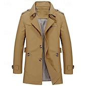 preiswerte Herren-Blazer &amp; -Anzüge-Herren übergangsjacke Trenchcoat Ausgehen Ganzjahres Windjacke Oberbekleidung Bekleidung Einfarbig Button-Down Umlegekragen Einreihig