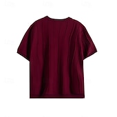 cheap Men&#039;s Elite Tees &amp; Tank-Men&#039;s T Shirt Short Sleeve Crew Neck Summer Spring Vertical Stripes Knitwear Elegant Vacation Knitting School Vacation Home Dark Red Black White Top Tee for Men