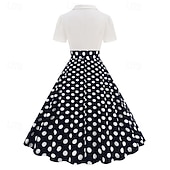 cheap Dresses-1950s Retro Vintage Rockabilly Knee Length Dress Tea Dress Swing Dress Polka dots Fit &amp; Flare Swing Fancy Dress Women's Christmas Carnival New Year Homecoming Daily Wear Bachelorette Party Adults'