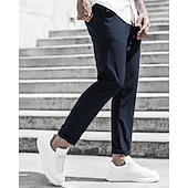 economico Chino-Per uomo Pantaloni Chino Pantaloni corti Pantaloni casual Bottoni Tasche Liscio Comfort Formale Feste Ufficio Di tendenza Classico Verde militare Nero Media elasticità