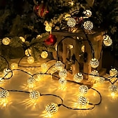 お買い得  ソーラーストリングライト-5m-20LED/6.5m-30LED 屋外ソーラーモロッコボールライトストリング 中庭 ガーデンフェンス バルコニーステップ フェスティバル ウェディング 雰囲気 装飾ライトストリング