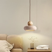 economico Luci a sospensione-lampadario a sospensione da comodino in stile wabi-sabi, travertino giallo, piccola luce pendente 85-265v