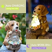 cheap Landscape Lights-Solar-Powered Dog Statue Light with Retro LED Lantern - Outdoor Garden Decor for Patio, Porch, Balcony, Holiday Decoration