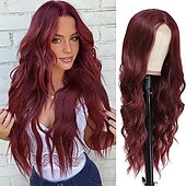 cheap Synthetic Trendy Wigs-Wig for Women Long  Wavy Wigs Women, Natural Looking   Hair Wigs, Heat Resistant Brown Synthetic Wig, Middle Part Hair Replacement Wigs for Daily Party Use