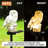 olcso Tájvilágítás-2db panda és bagoly napelemes kerti lámpa – led-gyanta kézművesség kültéri ösvényekhez, pázsithoz és ünnepi táj dekorációhoz