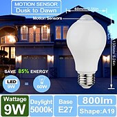 economico Lampadine LED a sfera-lampadine con sensore di movimento PIR E27 – luci di sicurezza dal tramonto all&#039;alba attivate dal movimento per scale, porta d&#039;ingresso, portico, garage e seminterrato 4 pezzi
