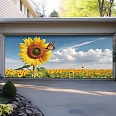 お買い得  ガレージとドアのバナー-風景ひまわりドア装飾ガレージドアカバー屋外バナー休日用屋外ガレージドア家の壁の装飾