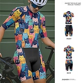 cheap Men's Clothing Sets-Men's Cycling Jersey with Shorts Short Sleeve Mountain Bike MTB Road Bike Cycling Summer Spring Autumn / Fall Navy Blue Royal Blue Blue Cat Bike Front Zipper Sweat wicking Comfortable Breathable