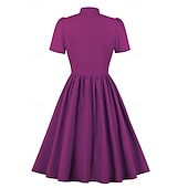 levne Šaty-Elegantní 50. léta Retro Ke kolenům Šaty A-Line šaty Čajové šaty Pevná barva A-Linie Dámské Vánoce Karneval Nový rok Maturita Denní nošení loučení se svobodou nevěsty Dospělé Šaty pro návrat domů Léto