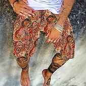 baratos calção de banho boxer masculino-Homens Calção Justo de Natação Shorts de Natação Tecido elástico de 4 vias Bermuda de Surf Calças Com Cordão Com bolsos Natação Surfe Praia Esportes Aquáticos Estampado Verão Primavera