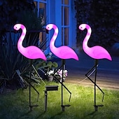 economico Luci paesaggistiche-3 luci solari da prato a forma di fenicottero – luci da giardino esterne impermeabili per cortile, patio e decorazione del cortile