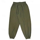 cheap Retro-Men&#039;s Joggers Linen Pants Trousers Summer Pants Beach Pants Pocket Drawstring Elastic Waist Plain Comfort Breathable Full Length Casual Daily Holiday Fashion Retro Vintage Green Khaki