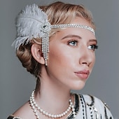 olcso Kiegészítők és még sok más-Retró 1920-as évek Sisak Álarcosbál Flapper fejpánt Fejfedők A nagy Gatsby Charleston Toll Női Mindszentek napja Farsang Álarcos mulatság Koktélparty Diákbál Menyegző Tini Felnőttek Fejfedők